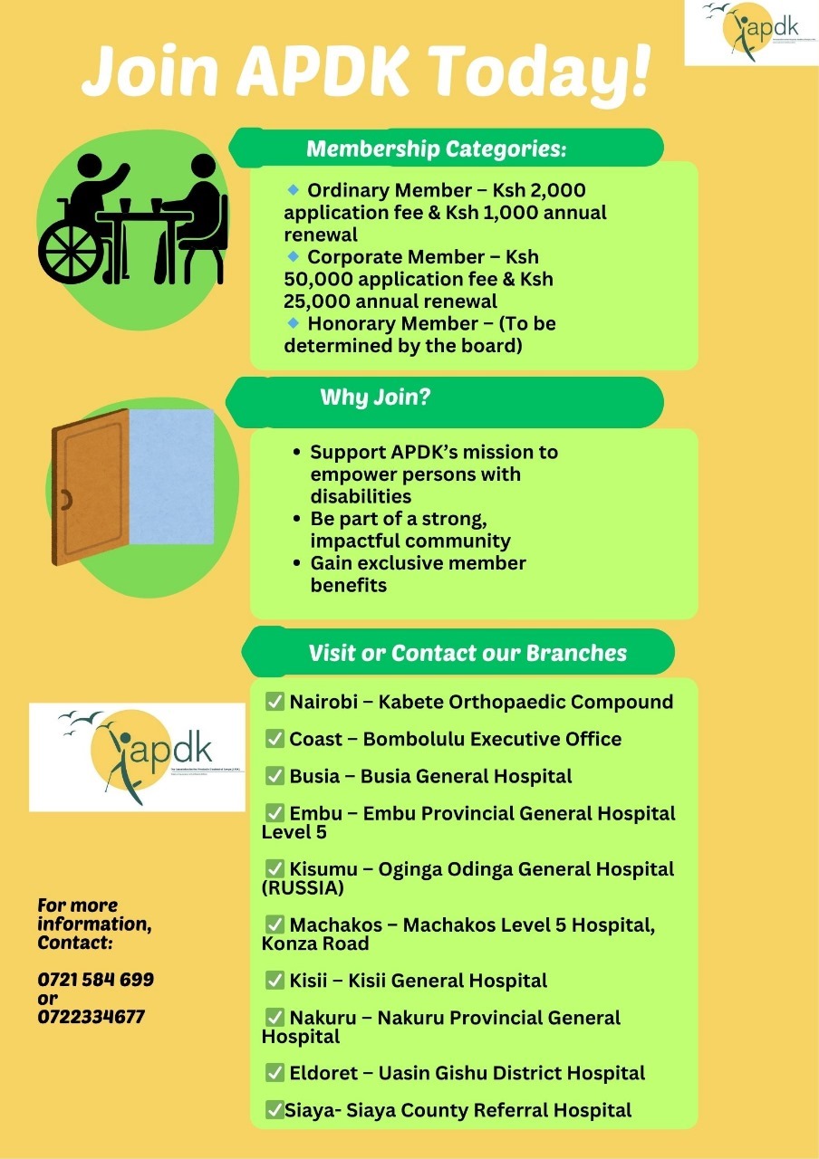 APDK membership — Association for the Physically Disabled of Kenya